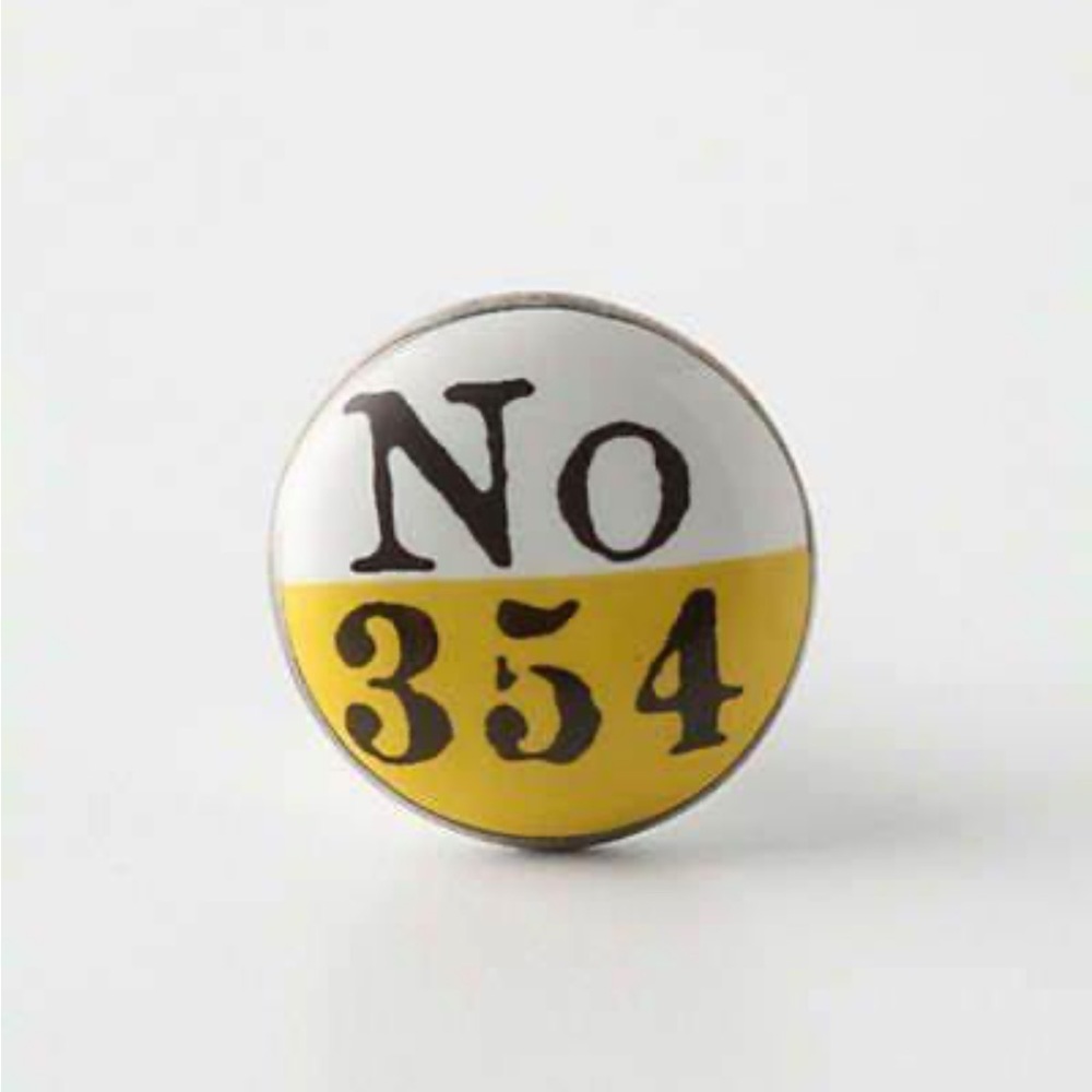 Anthropologie Yellow Lucky Number Dresser Knobs (6)